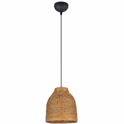 Craquez pour la suspension Joeline , un luminaire au design bohème en papier tressé. Son abat-jour brun ajouré diffuse une lu ...