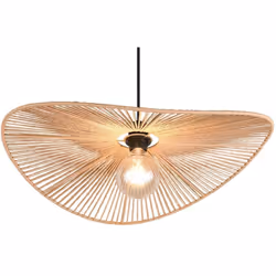 Suspension LAURINE en papier tressé brun, parfaite pour une déco naturelle et bohème. Avec son diamètre de 58 cm , elle illum ...