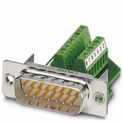 Phoenix Contact VS-15-ST-DSUB/16-MPT-0,5, D-SUB 15, Vert, Argent, Nickel, IP67, 5 A, -20 - 80 °C