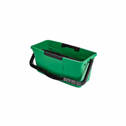 Un véritable seau professionnel. Seau de nettoyage vitres. 2 compartiments de rangement : 1 pour le mouilleur, 1 pour la racl ...