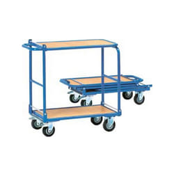 Chariot en tube d'acier avec plateforme de table rabattable, Capacité : 150 kg, Dimensions 900 x 470 x 900 mm, Plateau 720 x 450 mm, ø de roue : 125