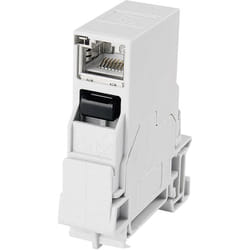 Telegärtner - Distributeur profilé-support stx RJ45 100007437 RJ45 embase femelle à encastrer Pôle: 8P8C gris clair 1 pc(