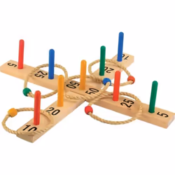 Jeu de lancer danneaux en bois avec 9 piquets