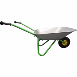Brouette en métal argent et vert