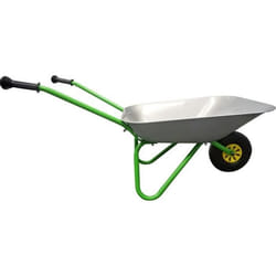 Brouette en métal argent et vert