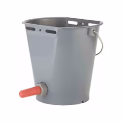 seau à veau plastique 8l avec clapet et tétine rouge