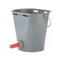 seau à veau plastique 8l avec clapet et tétine rouge