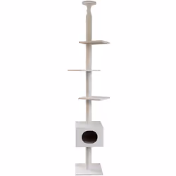 KERBL - Arbre à chat FERDI - 38 x 38 x 240 à 260 cm - Blanc - Sisal