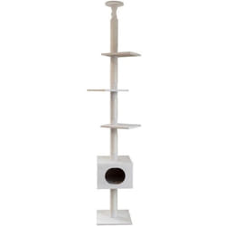 KERBL - Arbre à chat FERDI - 38 x 38 x 240 à 260 cm - Blanc - Sisal