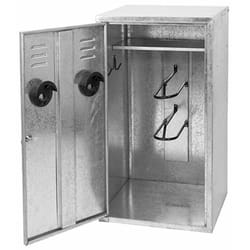 Armoire à selle démontable galvanisée, 2 emplacements de selle, 2 porte-brides et 1 étagère.