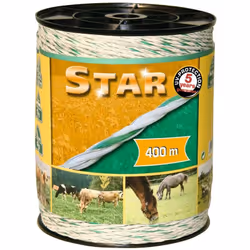 KERBL CORDE POUR CLÔTURE ÉLECTRIQUE POUR ANIMAUX STAR 400M BLANC ET VERT 44528