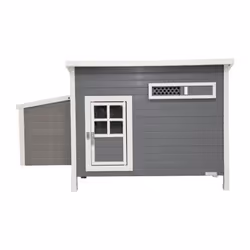 Poulailler Barney Plastique 137x73x83 cm Gris et blanc - Kerbl