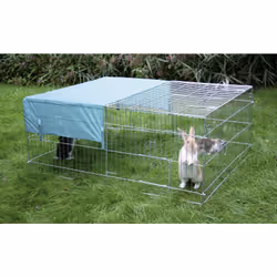 KERBL Enclos extérieur Enclos extérieur pour grands lapins et lièvres avec protection solaire Le couvercle en grille empêche  ...