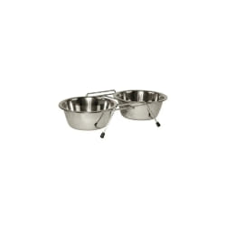 KERBL Support double écuelles 450ml - Inox