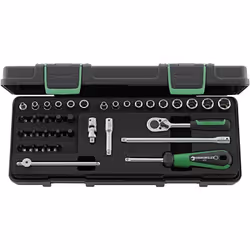 enquête Stahlwille 98819801 Propulseur: 1/4" (6.3 mm) Contenu: 1 pc(s) description Ensemble 36 pièces TORX®, Modèle 1/4" carr ...
