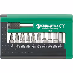 STAHLWILLE 1203 BIT-SET, 10 pièce(s), Phillips, Cruciforme, PH 1, PH 2, PH 3, PZ 1, PZ 2, PZ 3, 3,4,5,6 mm, 110 g