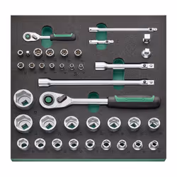 Module d'outils Outils d'actionnement 1/4et 1/2. N° TCS 1 821/38 - Insert en mousse bicolore résistant aux produits chimiques ...