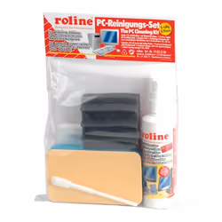 ROLINE Kit de nettoyage pour PC, Chiffons secs et humides et liquide de nettoyage d'équipement électronique, 125 ml, 7 pièce( ...