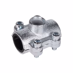 Pressions de fonctionnement : Eau PN 16. Dérivation avec filetage femelle. Pour tubes en acier de 21,3 à 88,9 mm.