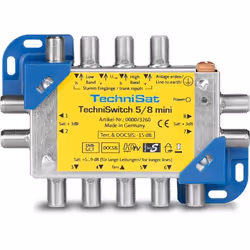 TechniSat TECHNISWITCH 5/8 MINI, Bleu, Jaune, 1080p, 100 m, -25 - 45 °C, 10 - 75%