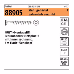 Autres caractéristiques techniques: · Durchmesser: 6 mm · Gruppencode: 88905.012 · Norm: REYHER-Artikel 88905 · Produkt-Typbe ...