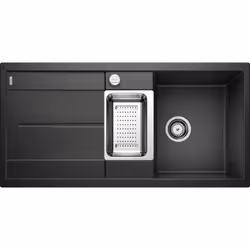 BLANCO 513053, Evier encastré, Rectangulaire, Noir, 2 bols, Rectangulaire, 360 x 430 mm