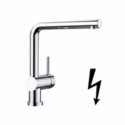 Robinet de cuisine à levier Linus-F couleur : chrome commande à levier montage mono-trou sous fenêtre pour chauffe-eau instan ...