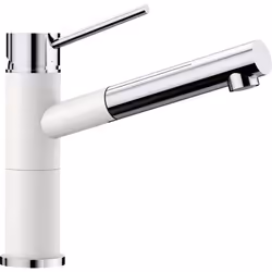 BLANCO Alta-s Compact, Standard, Chrome, Blanc, Métal, Poignées de levier, Unique, 128°