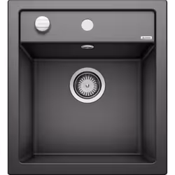 Évier de cuisine Dalago 45 avec excentrique (commande du vidage) couleur anthracite matériau SILGRANIT® PuraDur® convient pou ...