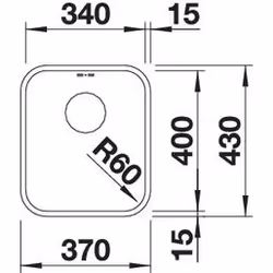 BLANCO SUPRA 340-U Evier encastré Rectangulaire Acier inoxydable