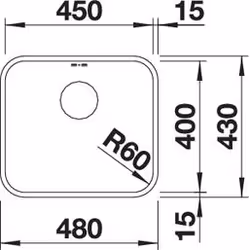 BLANCO SUPRA 450-U Evier encastré Rectangulaire Acier inoxydable