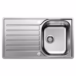 BLANCO LANTOS 45S-IF Salto Inox Brossé 519707 Avec bonde à panier en inox Ø 90 mm automatique Finition des bords IF pour un e ...