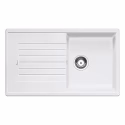 Évier de cuisine Zia 5 S couleur blanche matériau SILGRANIT® PuraDur® convient pour montage sur plan largeur minimale du sous ...