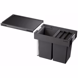 Poubelle encastrable Flexon II 30/2 assemblage de plastique et cadre en aluminium de haute qualité 2 seaux de 8L 1x couvercle ...