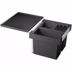 Poubelle encastrable ensemble fabriqué dans un plastique de qualité 1 seau de 18 l et 2 seaux de 8 l, avec couvercle l’un des ...