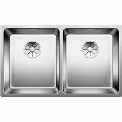 Évier de cuisine double bac Andano 340/340 U conception inox à brillance satinée convient pour un montage sous le plan de tra ...