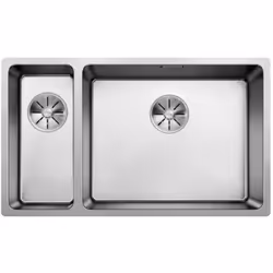 Évier de cuisine double bac Andano 500/180 U conception : inox à brillance satinée montage: sous plan de travail évier à doub ...