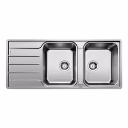 Évier de cuisine Lemis 8 S-IF finition : inox brossé matériau : inox bordures droites pour montage par le haut ou à fleur de  ...