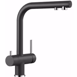 Mitigeur de cuisine avec eau chaude courante, eau froide et eau filtrée couleur : anthracite Silgranit Look - finition aspect ...