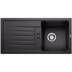 Évier de cuisine Favum 45 S, conception réversible couleur anthracite matériau SILGRANIT® évier à un bac avec égouttoir convi ...