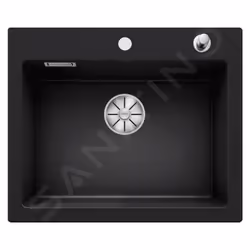Évier de cuisine Palona 6, InFino®, avec commande excentrique (bouton de commande du vidage) couleur noire matériau céramique ...