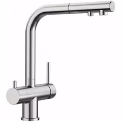 Mitigeur de cuisine avec eau chaude courante, eau froide et eau filtrée couleur : imitation inox UltraResist levier de comman ...
