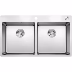 Évier de cuisine Andano 400/ 400 IF/A à deux bacs avec bouton de commande du vidage évier à deux bacs sans égouttoir pour mon ...