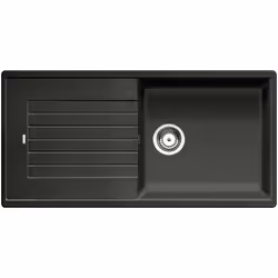 Évier de cuisine Zia XL 6 S, conception réversible couleur noire matériau SILGRANIT® PuraDur® convient pour montage sur plan  ...
