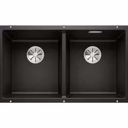 Évier de cuisine deux bacs Subline 350/ 350 U, InFino® couleur noire matériau SILGRANIT® PuraDur® convient pour un montage so ...