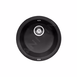 Évier de cuisine Rondo couleur noire matériau Sigranit® PuraDur® montage sur plan type rond sans égouttoir évier à positionne ...