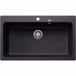 Évier de cuisine Naya XL 9 couleur noire matériau SILGRANIT® PuraDur® convient pour montage sur plan évier un bac sans égoutt ...