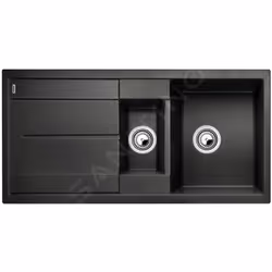 Évier de cuisine Metra 6 S, conception réversible couleur noire matériau SILGRANIT® PuraDur® convient pour montage sur plan é ...
