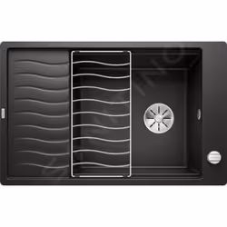 Évier de cuisine Elon XL 6 S-F, InFino®, avec grille inox couleur noire matériau SILGRANIT® PuraDur® convient pour montage à  ...