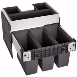 Poubelle encastrable Select II 60/3 Orga avec ouverture avant ensemble fabriqué dans un plastique de qualité avec accessoires ...